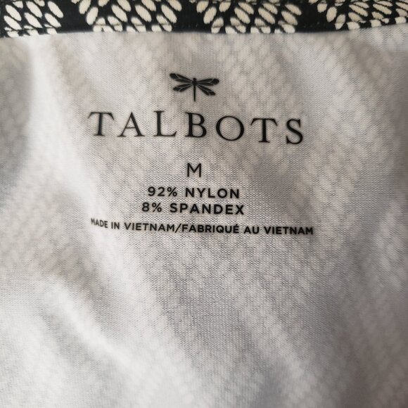 Talbots Dress M Lattice Print Faux Wrap Nylon Stretch Side Zip 3/4 Sleeve - Picture 11 of 11